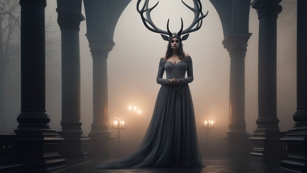 Elk Horn Lady in Grey