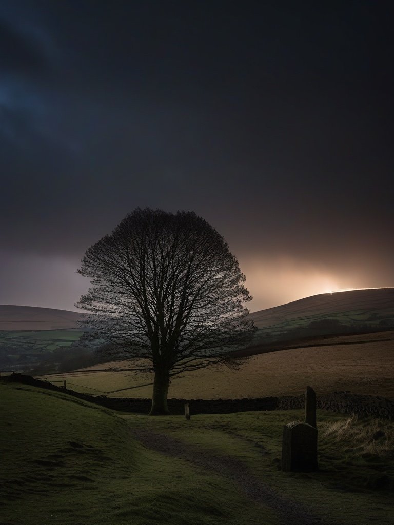 Flickering Lights at Pendle Hill, Lancashire