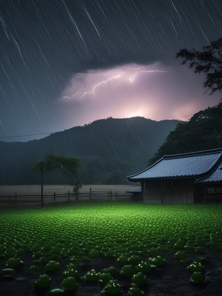 Rain of Hail and Frogs, Japan,