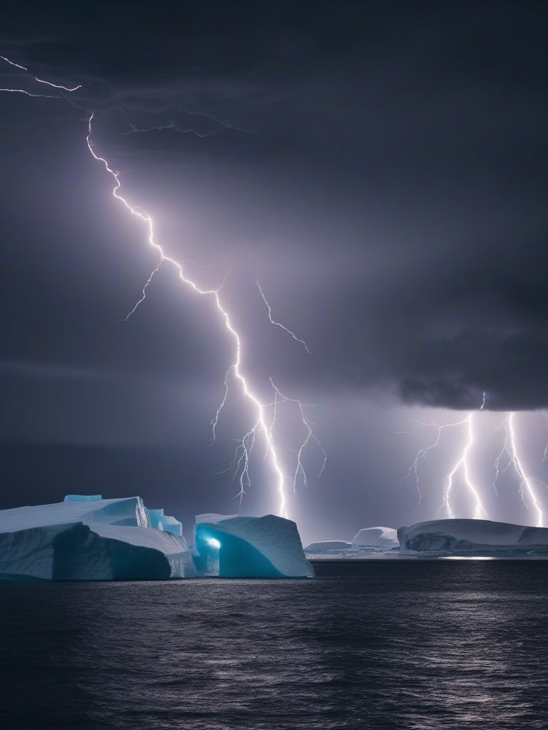 Lightning in Icebergs, Antarctica