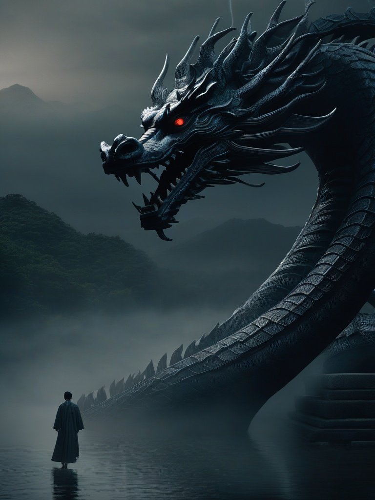 Imugi: Korean Proto-Dragon Serpent Spirit Who Lives in Water for 1,000 Years — Documentation in Korean Dragon Origin Myths by Kim Jae-won (1971)
