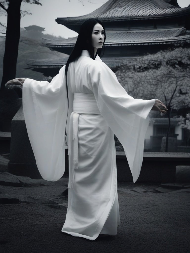 Japanese Folklore — Yūrei: Classical Japanese Ghost Tradition — Long Black Hair and White Burial Kimono — Typology Documented by Michael Dylan Foster in Pandemonium and Parade (2009)