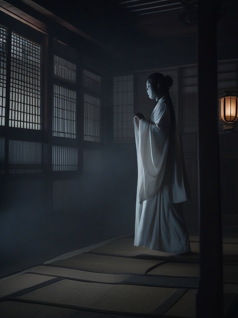 Japanese Folklore — Onryō: Vengeful Female Ghost Typified by Yotsuya Kaidan — Theatrical Tradition and Modern J-Horror Lineage (Edo period–present)
