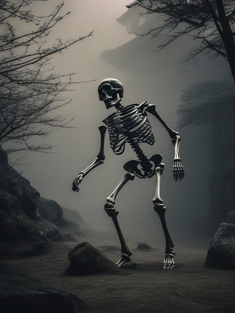 Japanese Folklore — Gashadokuro: Giant Skeleton Spirit of Starved Soldiers — Documented in Konjaku Monogatari Shū Medieval Collection (Heian period)