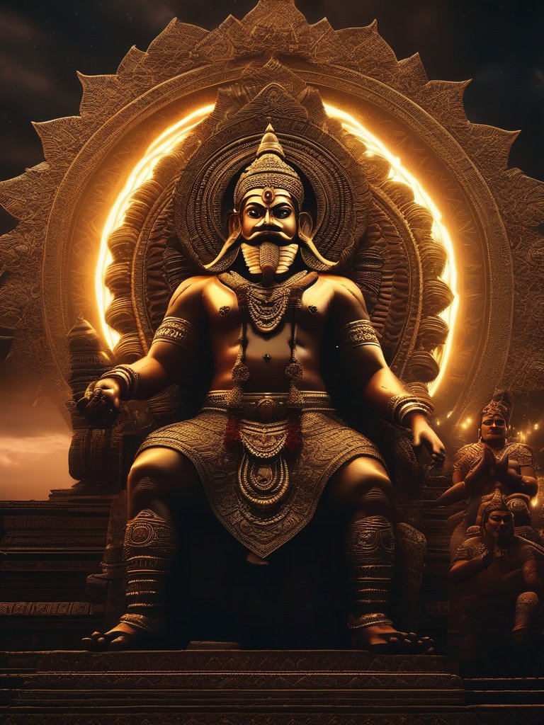Hindu Demonology — **Ravana**: Ramayana, king of Lanka, defeated by Rama.