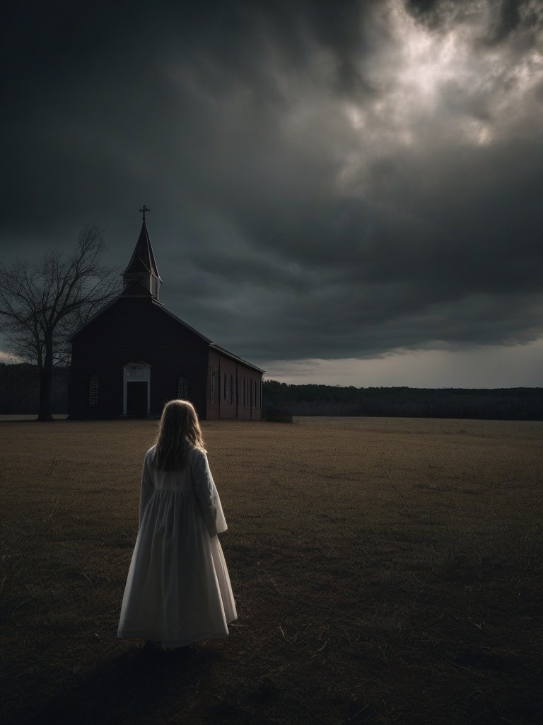 [Charlotte (2029, USA): Girl exorcized by priests; church and media coverage.]