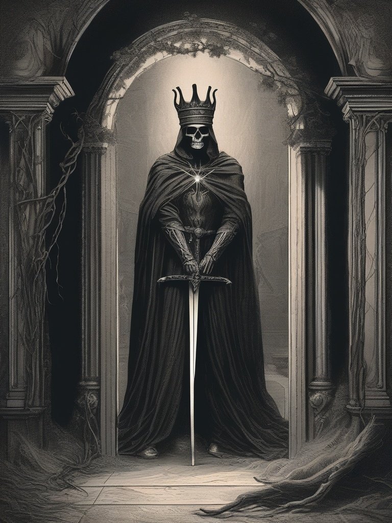 Dictionnaire Infernal — Dantès: Demon of vengeance, illustrated with a sword and a crown of thorns, symbolizing wrath.