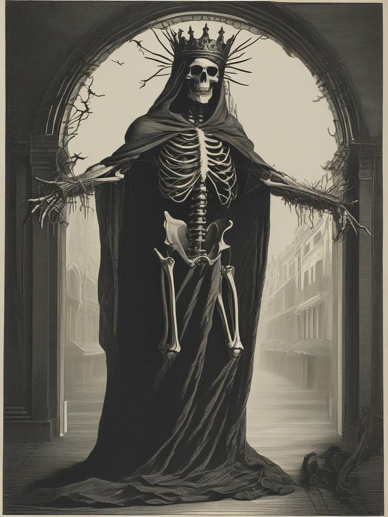 Dictionnaire Infernal — Flegyas: Demon of the damned, illustrated with a skeletal figure and a crown of thorns.