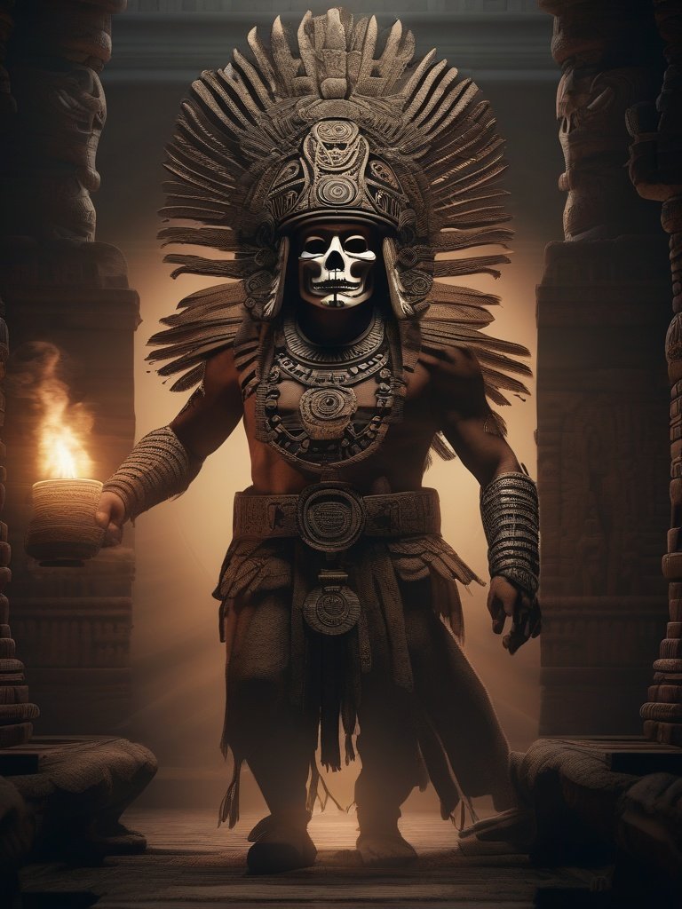 Mesoamerican Demonology — Mictlantecuhtli (Aztec): Lord of the Underworld, ruler of Mictlan, associated with death and the afterlife.