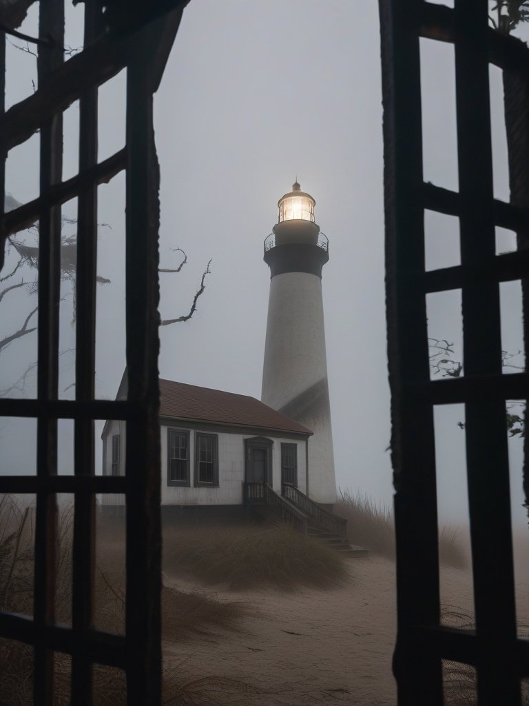 Phantom Sails in the Fog at Cape Lookout Lighthouse